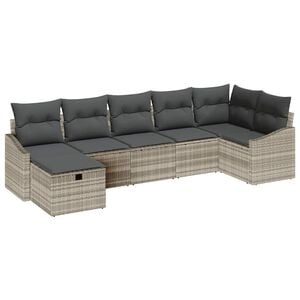 vidaXL Sofa Set 7 stk. Hellgrau Poly-Rattan
