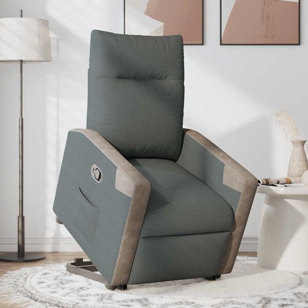 vidaXL Relaxsessel mit Aufstehhilfe Dunkelgrau Stoff
