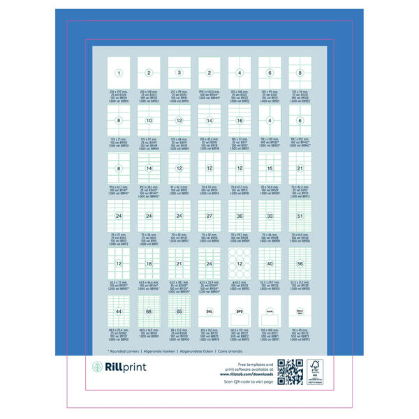 rillprint Selbstklebende Aufkleber Etiketten 105x37 mm 500 Blatt Wei&szlig;