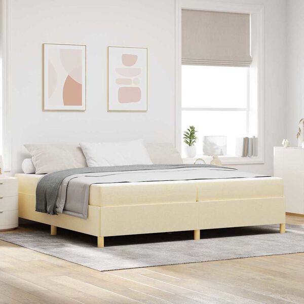 vidaXL Bettrahmen mit Matratze Creme 200 x 200 cm Stoff