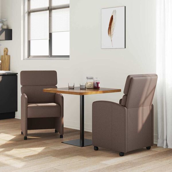 vidaXL Esszimmerst&uuml;hle mit Rollen 2 pcs Braun 58 x 65 x 98 cm