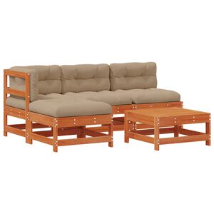 vidaXL Garten-Lounge-Set 5 stk. Wachsbraun Massives Kiefernholz