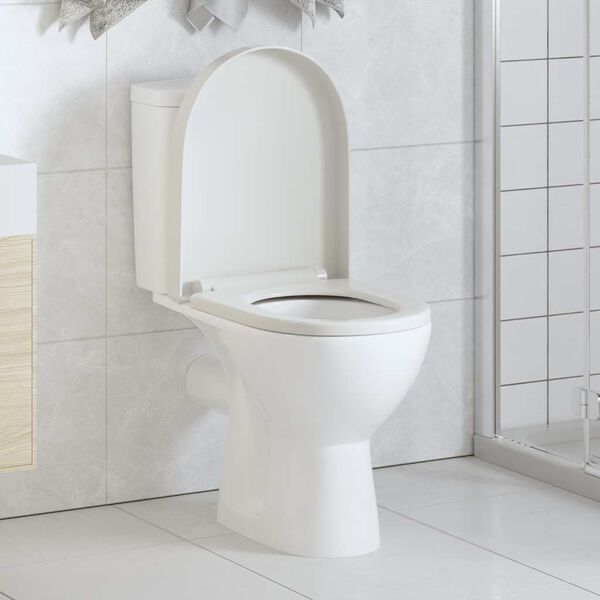 vidaXL Toilettensitz mit Absenkautomatik und Quick-Release Wei&szlig; Eckig