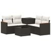 vidaXL Sofa Set 6 stk. Schwarz und Cremewei&szlig; Polyrattan und Stahl