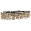 vidaXL 15-tlg. Garten-Essgruppe mit Kissen Beigemischung Poly Rattan