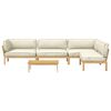 vidaXL Sofa Set mit Kissen Uni 5 pcs Creme Massivholz Akazie