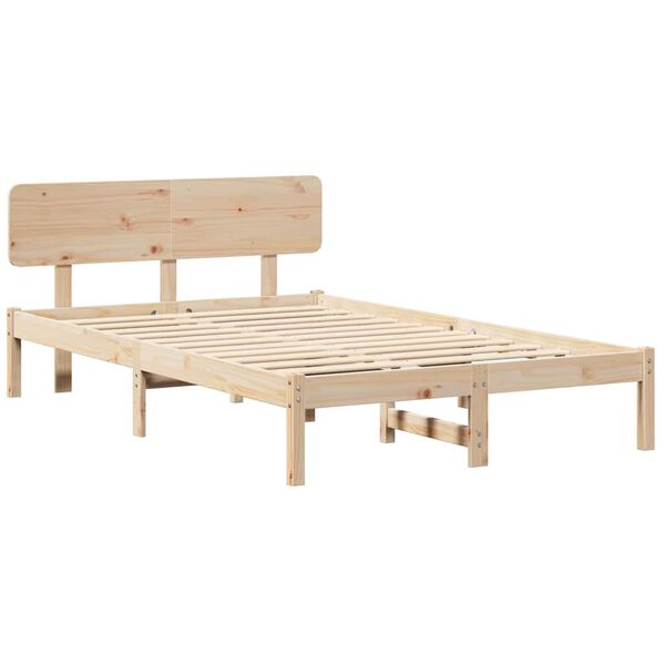 vidaXL Bettrahmen mit Kopfteil Natur 120 x 190 cm Massives Kiefernholz