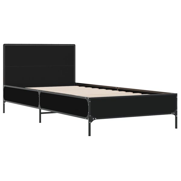 vidaXL Bettgestell Schwarz 75x190 cm Holzwerkstoff und Metall