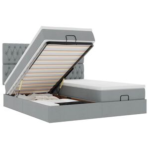 vidaXL Ottoman-Bett mit Matratzen & LEDs Hellgrau 180x200 cm Stoff