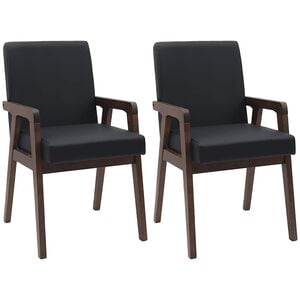 vidaXL Esszimmerst&uuml;hle mit Kissen 2 Stk. Braun Massivholz Gummibaum