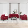 vidaXL 3-tlg. Sofagarnitur mit Kissen Weinrot Samt