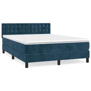 vidaXL Boxspringbett mit Matratze Dunkelblau 140x190 cm Samt