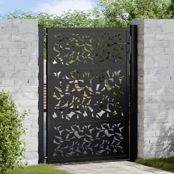 vidaXL Gartentor Schwarz 100x125 cm Stahlblatt-Design