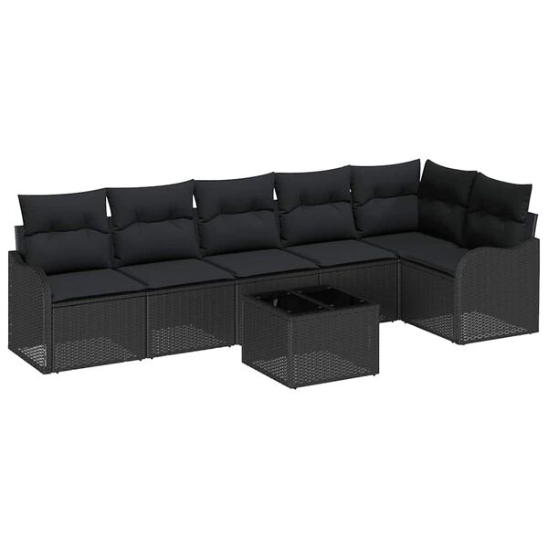 vidaXL Gartensofa-set 7 pcs Schwarz Poly-Rattan