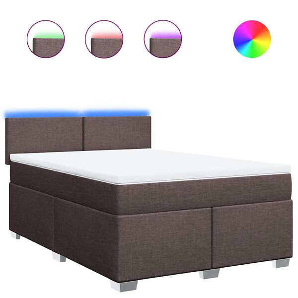 vidaXL Boxspringbett mit Matratze Dunkelbraun 140x190 cm Stoff