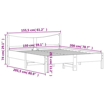 vidaXL Massivholzbett ohne Matratze Weiß 150x200 cm Kiefernholz