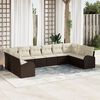 vidaXL Gartensofa-set mit Kissen 10 pcs Braun und Wei&szlig; Poly-Rattan