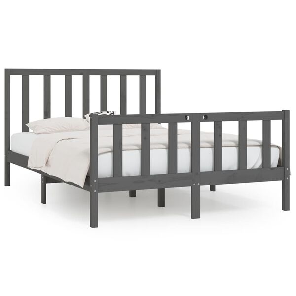 vidaXL Massivholzbett Grau 150x200 cm