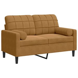 vidaXL 2-Sitzer-Sofa mit Zierkissen Braun 120 cm Samt