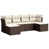vidaXL 6-tlg. Garten-Sofagarnitur mit Kissen Braun Poly Rattan