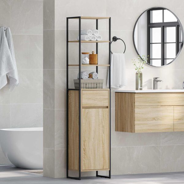 vidaXL Badezimmerschrank mit T&uuml;r Sonoma 40 x 30 x 180 cm Holzwerkstoff