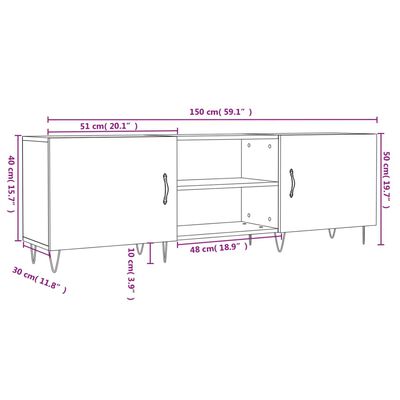 vidaXL TV-Schrank Betongrau 150x30x50 cm Holzwerkstoff