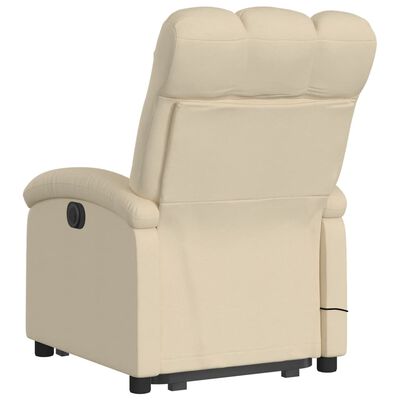 vidaXL Elektrischer Massagesessel mit Aufstehhilfe Creme Stoff