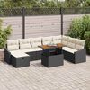 vidaXL Garten-Sofa-Set mit Kissen 9 pcs Schwarz Poly Rattan