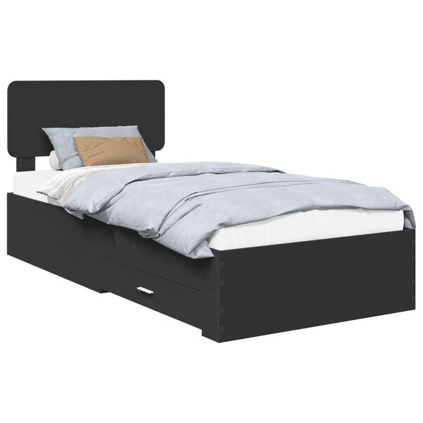 vidaXL Bettrahmen mit Kopfteil Schwarz 75 x 190 cm Holzwerkstoff