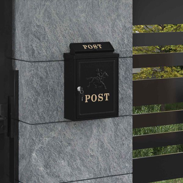 vidaXL Wandmontierter Briefkasten mit Speicher Schwarz 29 x 13 x 41 cm