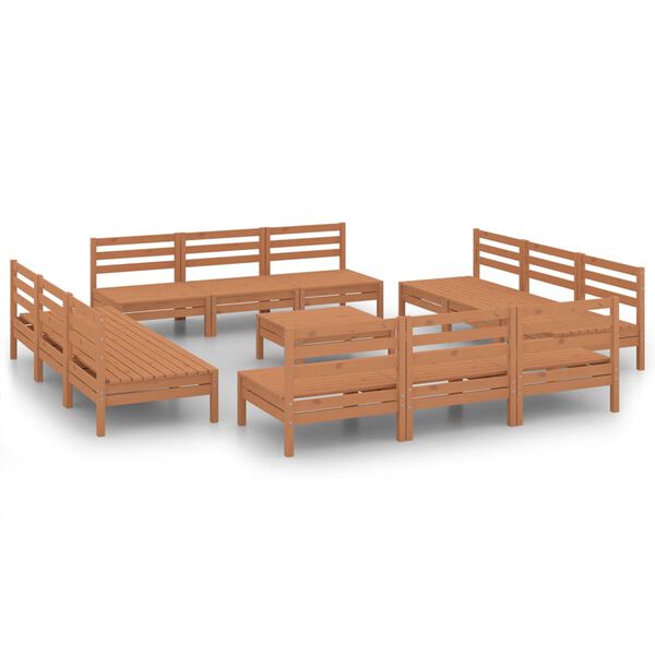 vidaXL 13-tlg. Garten-Lounge-Set Honigbraun Massivholz Kiefer