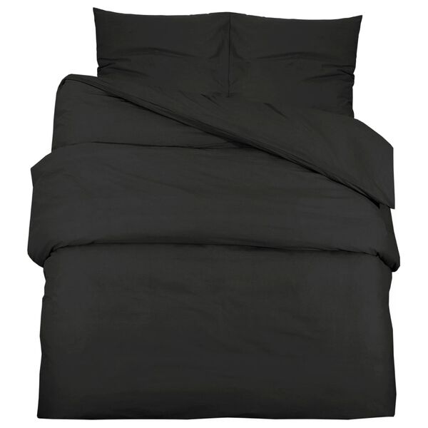 vidaXL Bettw&auml;sche-Set Schwarz 135x200 cm Baumwolle