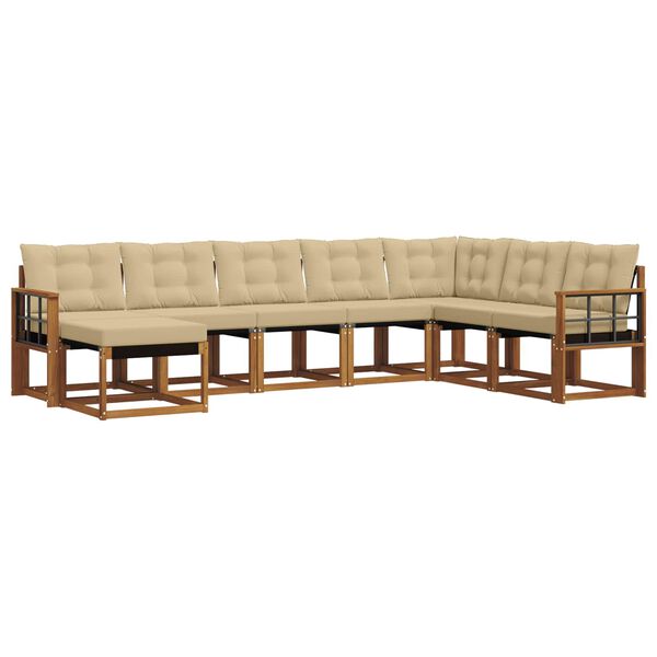 vidaXL Outdoor-Sofagarnitur mit Kissen 8 pcs Natur und Beige