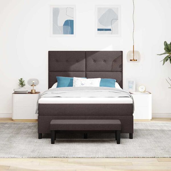 vidaXL Boxspringbett mit Matratze Dunkelbraun 140 x 200 cm Stoff