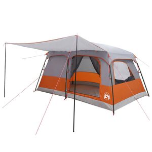 vidaXL Familienzelt 10 Personen Grau und Orange Polyester und Stahl