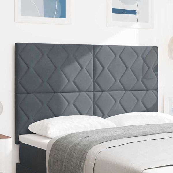 vidaXL LED Kopfteil Dunkelgrau 144 cm Kunstleder