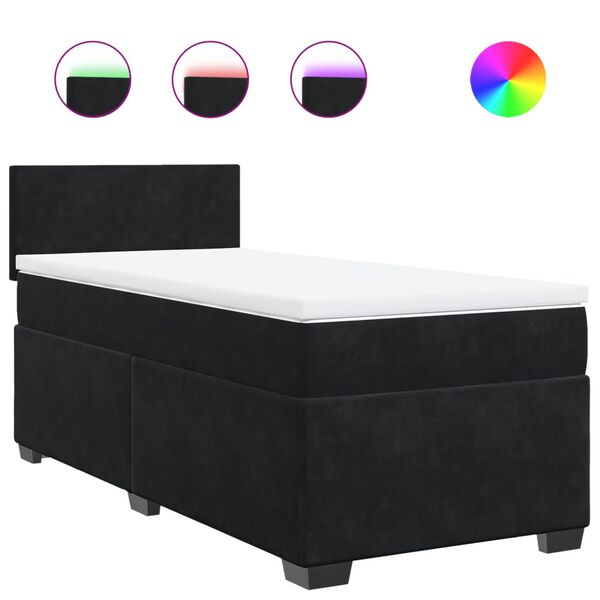 vidaXL Boxspringbett mit Matratze Schwarz 90x200 cm Samt