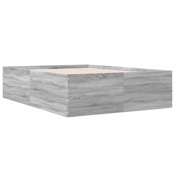 vidaXL Bettgestell Grau Sonoma 135x190 cm Holzwerkstoff