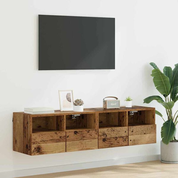 vidaXL TV-Wandregale 2 pcs Altholz 60 x 30 x 30 cm Holzwerkstoff