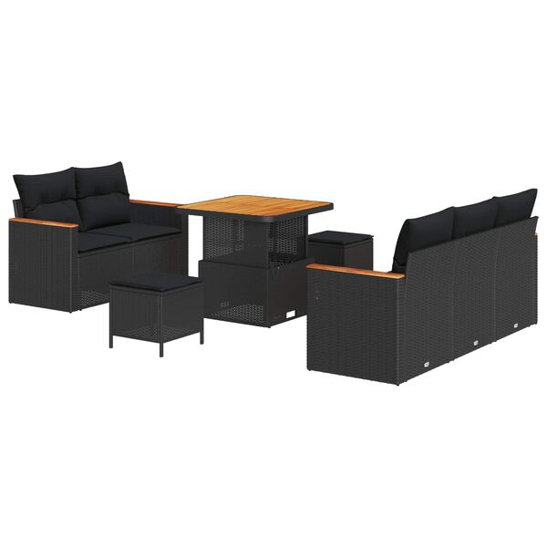 vidaXL Gartensofa-set 8 pcs Schwarz Poly-Rattan