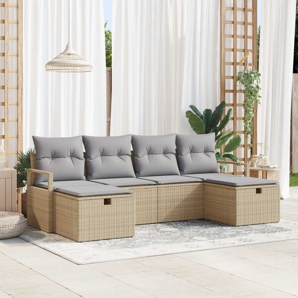 vidaXL Sofa Set mit Kissen 5 pcs Poly-Rattan