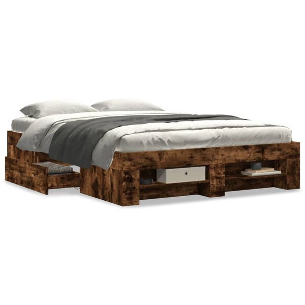 vidaXL Bettgestell ohne Matratze R&auml;uchereiche 120x200 cm Holzwerkstoff