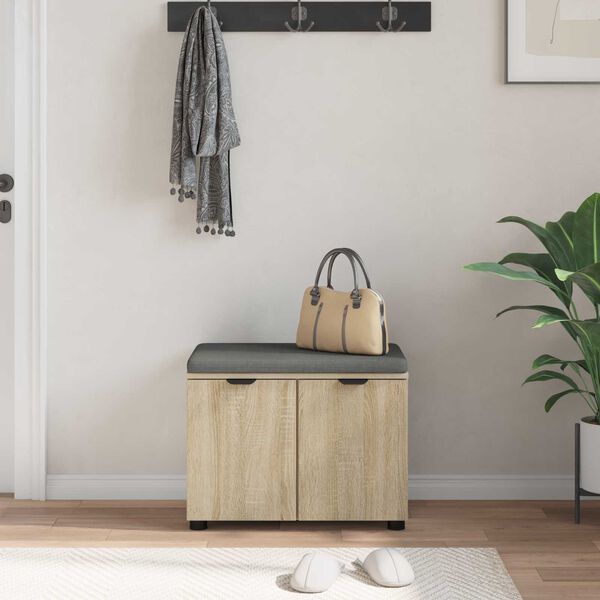 vidaXL Flurbank mit Kissen mit Speicher Sonoma-Eiche 60 x 38 x 46 cm