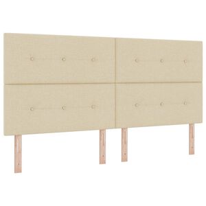 vidaXL LED Boxspringbett mit Kopfteil Creme 200 x 200 cm Stoff