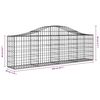 vidaXL Gabionen mit Hochbogen 15 Stk. 200x30x60/80 cm Verzinktes Eisen