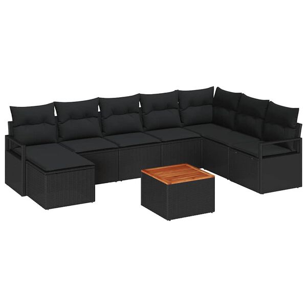 vidaXL Garten-Sofa-Set 9 pcs Schwarz