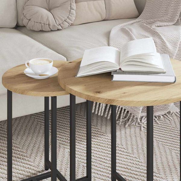 vidaXL Beistelltisch-Set 2 pcs Artisan Eiche und Schwarz