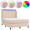 vidaXL Boxspringbett mit Matratze & LED Cappuccino-Braun 140x200cm
