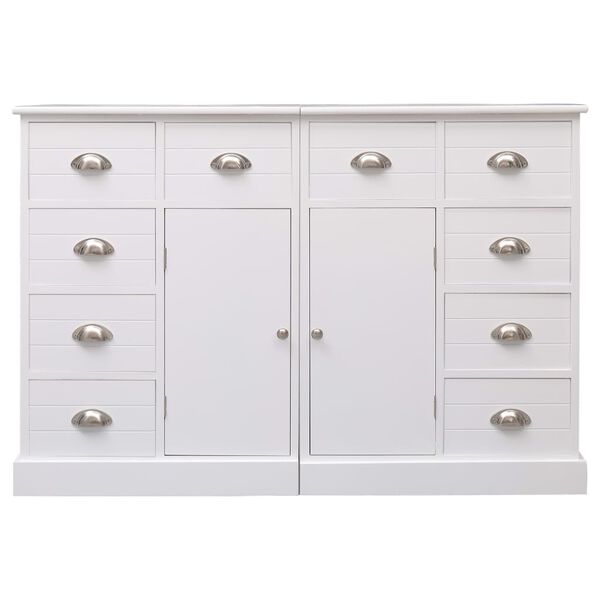 vidaXL Sideboard mit 10 Schubladen Wei&szlig; 113x30x79 cm Holz