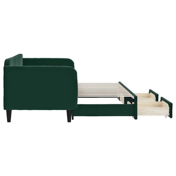 vidaXL Tagesbett Ausziehbar mit Schubladen Dunkelgr&uuml;n 80x200 cm Samt